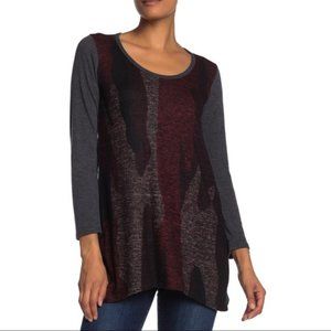 GO Couture Camo Print Long Sleeve Tunic Top Small